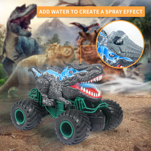 2.4GHz 3 4 5 6 7 8-12 Dinosaur Remote Control Car, RC Mega Monster Truck Toys for Toddlers, Dinosaur Toys with Light