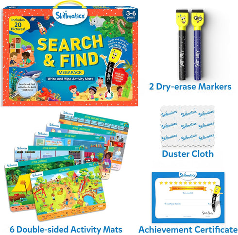 Megapack 3, 4, 5, 6 Skillmatics Search and Find Educational Game - Reusable Preschool Learning Activities, Perfect