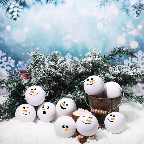 32 Sets (2.5 Inch) Zhanmai Pcs Winter Snowmen Stress Balls Bulk Small Snowball Face Toys Relief Squeeze for Winter