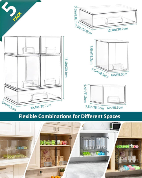 Azorteja Countertop 5Pack Baby Bottle Organizer for with Dust Protection, Stackable Baby Organizers and Storage