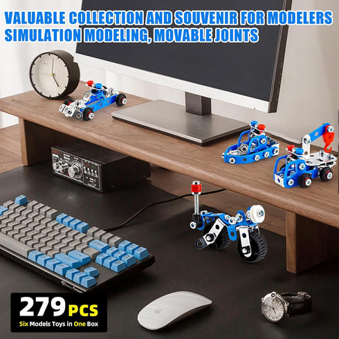 Stem Building Toys for Boys Age 8-12 - Police Toys 6 Mini Metal Model Set, Educational Gifts for Kids 8-12 Years Old