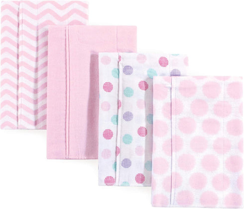 Luvable Friends Unisex Baby Cotton Flannel Burp Cloths, One Size, Pink Dots Chevron
