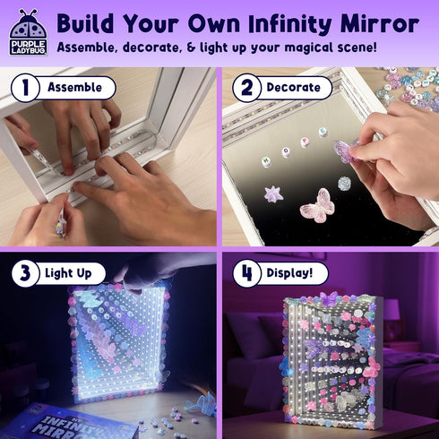 6+ 8-12 Creative10 6 8-13 DIY Infinity Mirror Kit for Kids Age - Crafts for Girls with Lights & Custom Letters - Year
