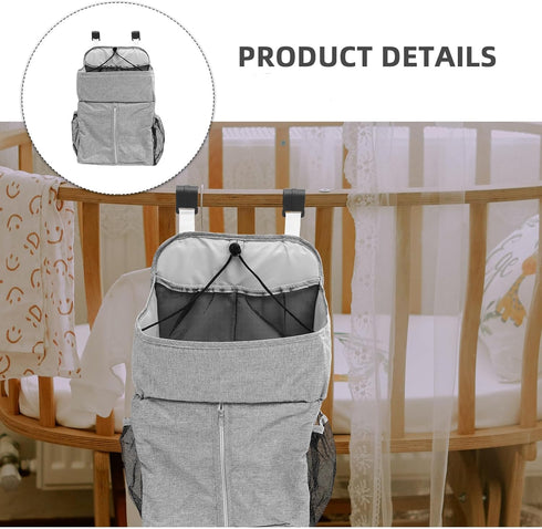 Toddmomy Gray Multifunctional Diaper Organizer for Crib and Nursery Essentials