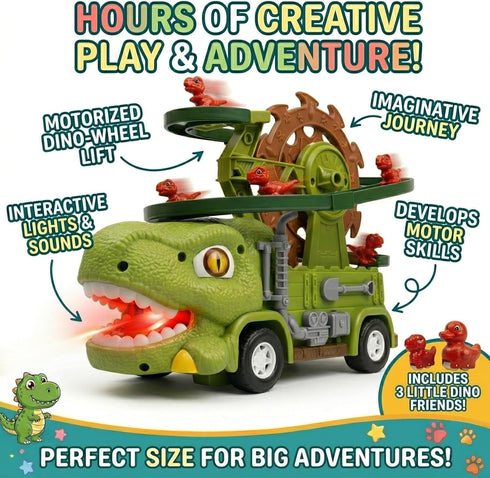 3 4 5 6 7 8, 3-in-1 3 Dinosaur Truck Toy For Kids Ages Dinosaur Truck, Sliding Little Dinos On Tracks , & Glow in Dark
