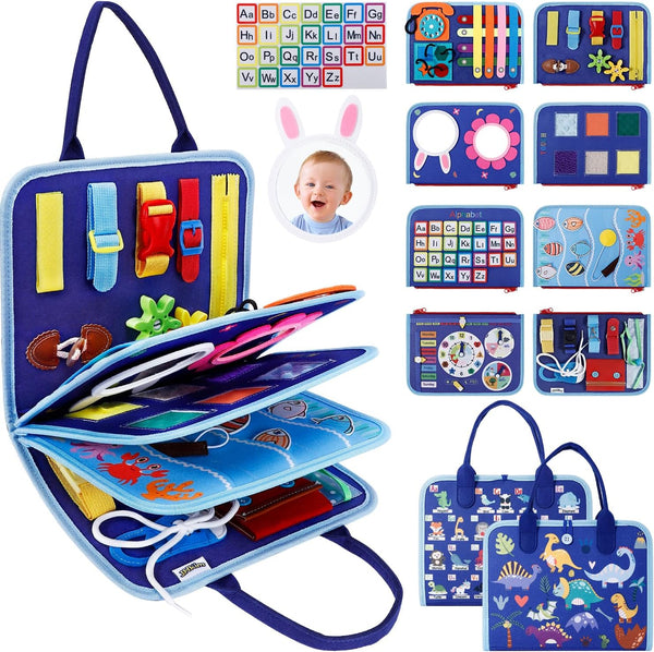 JHkim Busy Board Montessori Toys for 1 2 3 4 Year Old