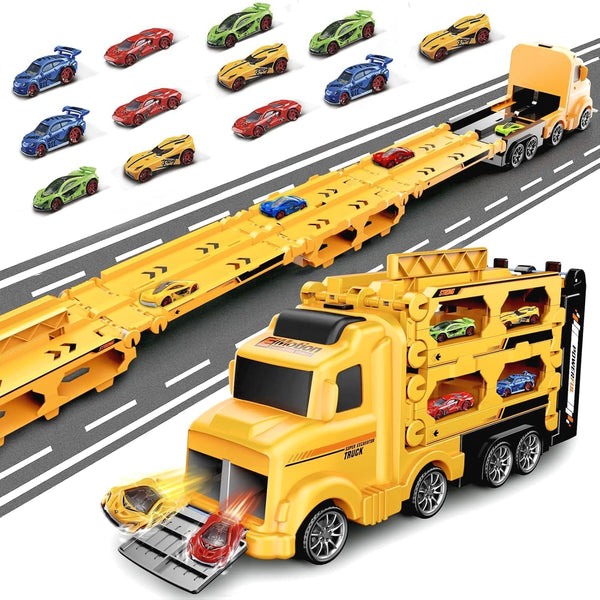 Veslier Carrier Truck Race Track Toddlers Car Truck Toys, Toy Truck Transport