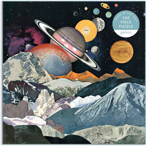 Out of This World 500 Piece Puzzle from Galison – Galactic Collage of Space, 19" x 19", Fun Family Challenge