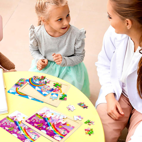 Sticeard 4-6,Unicorn 4 Packs 3-5,24 3 4 5 6 Puzzles for Kids Ages Princess Wooden Jigsaw Puzzles Puzzles for Kids Ages
