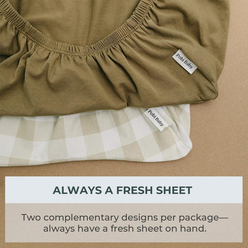 2 Pack Pobibaby Crib Sheets for Boys, Premium Fitted Baby Boy Crib Sheets for Standard Crib Mattress Ultra-Soft Jersey