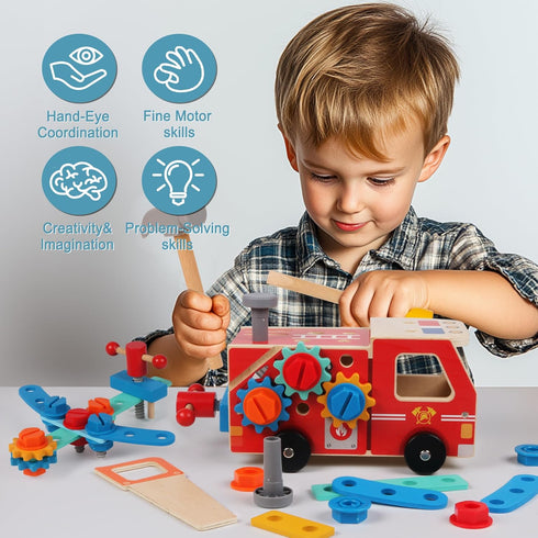 ALLABC 33 Set 2-4, 3, 2,3,4,5 Toddler Tool Kit - PCS Montessori Toddlers Tool Box, Kids Pretend Play Tools Age STEM