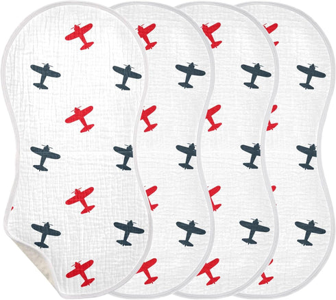 Mazeann 2 Pack Airplanes Planes Burp Cloths Baby Boys Girls Absorbent Soft Cotton Burping Cloths Rags