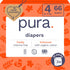 Pura Size 4 Eco-Friendly Diapers (18-31lbs) TCF Hypoallergenic, Soft Organic Cotton, Sustainable,