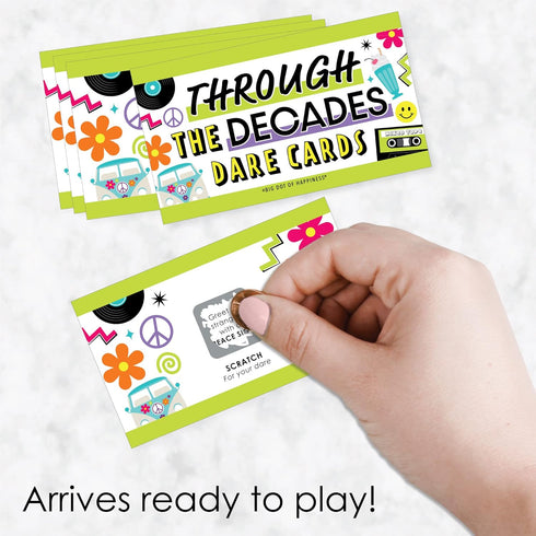 Big Dot of Happiness Through The Decades Party Game Scratch Off Dare Cards - 50s, 60s, 70s, 80s, 90s - 22 Count