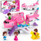 XDUOYJOY Pink Airplane Toy for Kids, Plane Toys with Dolls, Furniture and