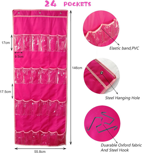 Hanging Over Door Toy Storage Organizer (24 Pockets) for LOL OMG Dolls Surprise Doll (Toys Not Included) (57.5''x22'')