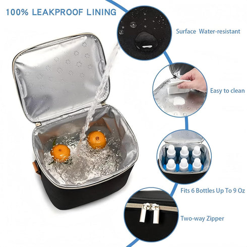 Pack Breastmilk Cooler Bag with Ice - Insulated Breast Milk Storage for Travel, On-The-Go Convenience with Adjustable