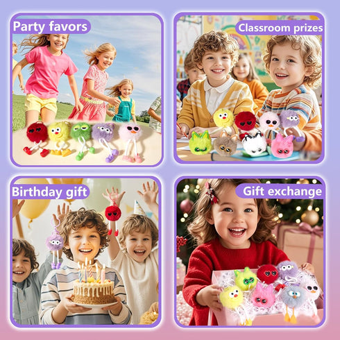 12 8-12 Backpack PCs Kids Keychains - Keychain Cute for Birthday Goodie Bags Stuffers Party Favors for Kids Fuzzy