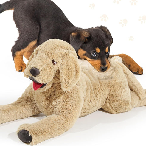 Geosar Giant Dog Stuffed Animals, Fluffy Labrador Large Plush Toy, Big Cuddly Body Pillow, Gifts for Kids & Pets, Gold