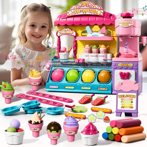 Beby Buty 80 Set 3 4 5 6 3-5 4-8 Ice Cream Toys Air Dry Clay Kit for Kids, PCS Ice Cream Shop Food Toys for Girls Years