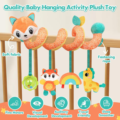0 3 6 9 10 12 GKDOMS Baby Car Seat Toys Activity Stroller Toy for Boys Girls Months, Spiral Hanging Plush Toys, Baby