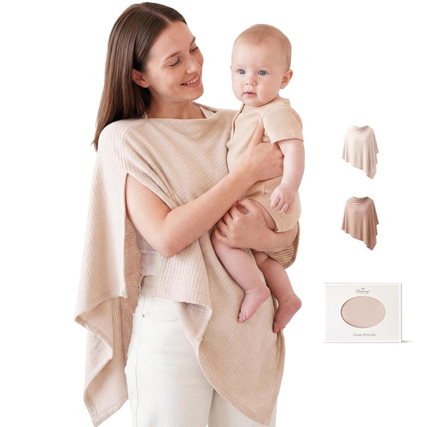 Konssy Nursing Cover for Breastfeeding, Soft & Breathable Privacy Poncho, Multi-Use Feeding