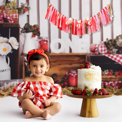 1st Strawberry Party Decorations for Birthday - Strawberry Highchair Banner, Sweet One Birthday Decorations, Best Sweet
