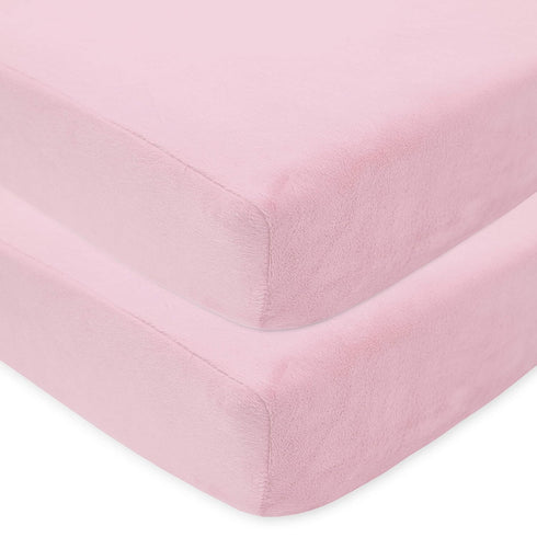 American Baby Company 2 Pack Heavenly Soft Chenille Fitted Crib Sheet, 28" x 52", Pink, for Crib and Toddler