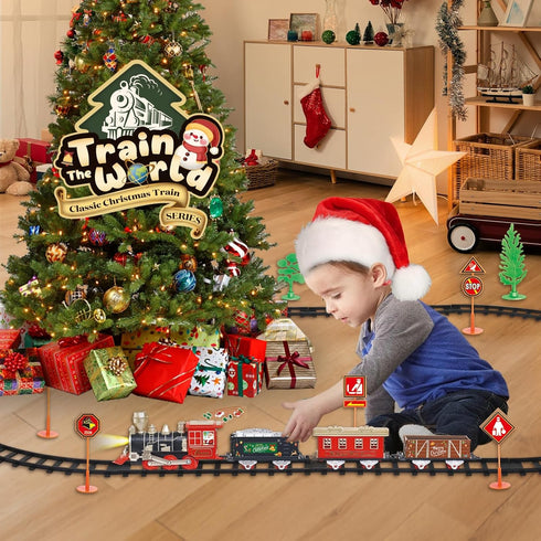 Set 4-8 20-Piece Set JQ JUQU Electric Train for Kids Ages with Lights and Music - Toy Train and Tracks for Children