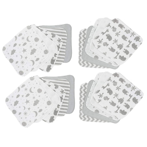 Spasilk 20-Piece Washcloth Set for Newborn Boys and Girls, Soft Terry Baby