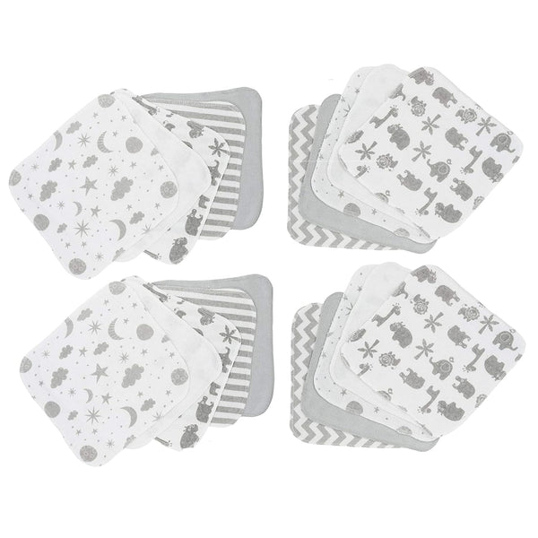 Spasilk 20-Piece Washcloth Set for Newborn Boys and Girls, Soft Terry Baby