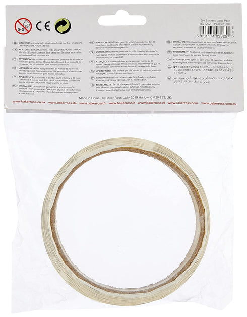 Baker Ross EV1202 Eye Stickers - Pack of 1000, Stick On Eyes for Kids' Arts and Crafts Projects