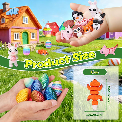 YILCER Mini Dragon Eggs & Animals Prefilled Easter Eggs Easter Basket Essentials&Stuffers Surprise Toy Eggs with Mini