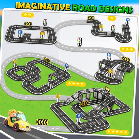 3-5 4-8, 3+ Magnetic Tiles Road Toddler Toys, Magnet Building Blocks for Kids Ages STEM Learning Construction Toys