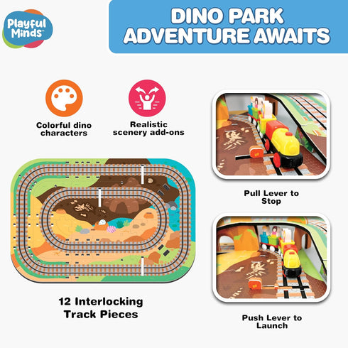 Playset 60 Set 3-5 Playful Minds Dino Park Train Puzzle Pc Build and Play Railway for Toddlers and Kids Ages EVA Foam