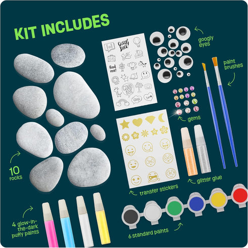 6-12 6, 7, 8, 9, 10, 11 12 Dan&Darci Kids Rock Painting Kit - Glow in The Dark - Gifts Arts & Crafts for Boys and Girls