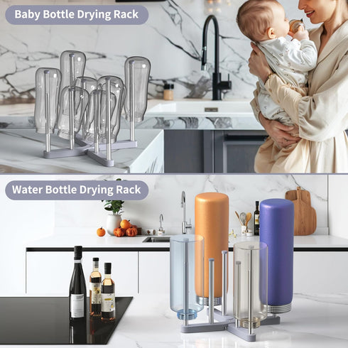 Baby Bottle Drying Rack, Drying Rack for Water Bottle, Reusable Bag, Collapsible Holder for Cups, Mugs and Glass