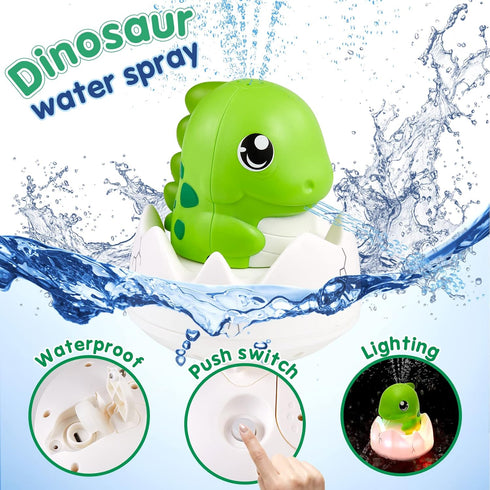 Rechargeable Baby Bath Toys, Dinosaur Light Up Bath Toys, Sprinkler Bathtub Toys for Toddlers Infant Kids