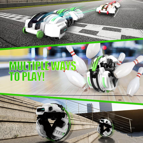BAZADER RC Cars with LED Lights - Remote Control Car Snake 360° Roll Toys for Kids Age 7+