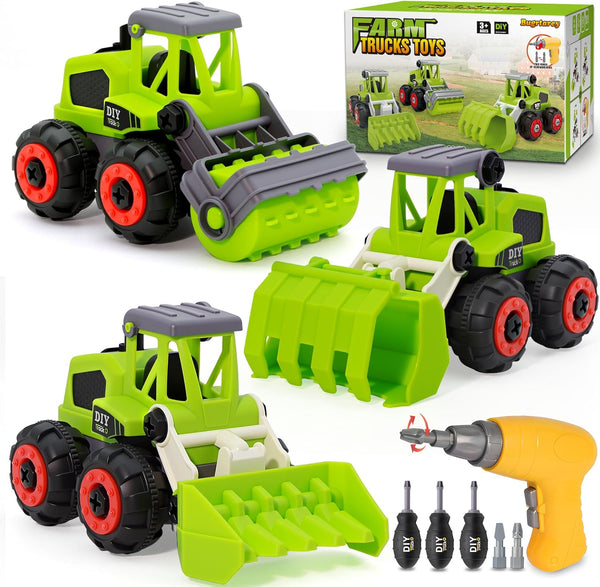 Take Apart Farm Trucks Toys for Kids Boys, DIY STEM Building Construction