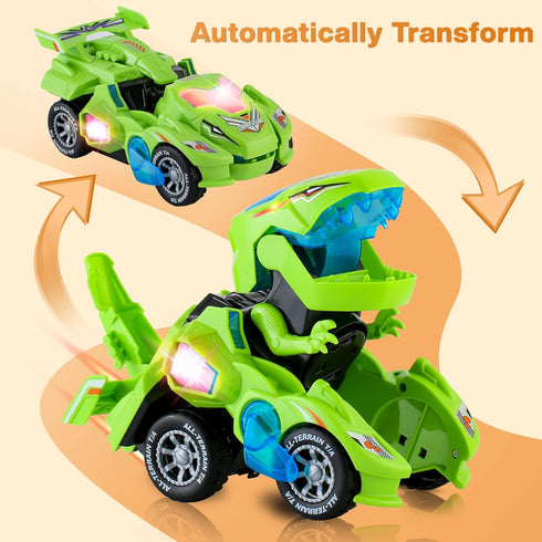 Dinosaur Toys for Kids 3-5, Transforming Dinosaur Car Toy with Light Music for Toddlers, Dino Transformer Toys