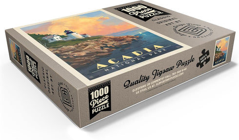 MyPuzzle Acadia National Park: Vintage Poster, Lighthouse - Premium 1000 Piece Jigsaw Puzzle for Adults