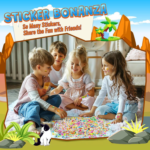 3200+ Stickers for Kids, 3D Puffy Stickers, 64 Different Sheets, Cute Animals for Boys Girls Teachers