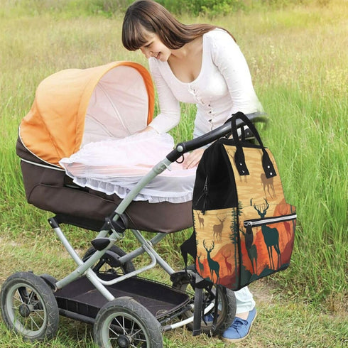 HCBPWVQA Backpack Daypacks Backpack Mommy Deer Show Diaper Bag with Changing Pad and Pacifier Holder, Multifunction