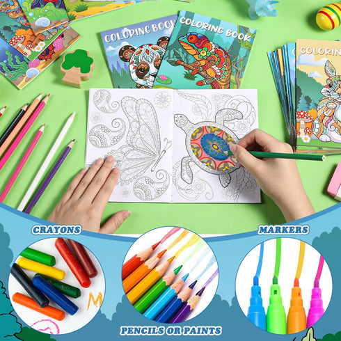 72 Pasimy Pcs Animals Coloring Books DIY Mandala Ocean Jungle Animal Coloring Book Mini Holiday Activity Supplies