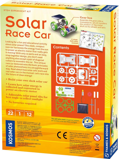Thames & Kosmos Solar Race Car STEM Experiment Kit | Build a Solar-Powered Race Car | No Batteries Required | Learn About Photovoltaic Technology & Sustainability | Solar Panel Included | for Ages 8+