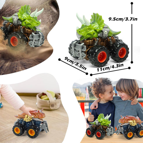 Oriate Dinosaur Monster Truck Toys for Kids 3-5, Dino Stunt Race Push and Go Car for Outdoor Fun