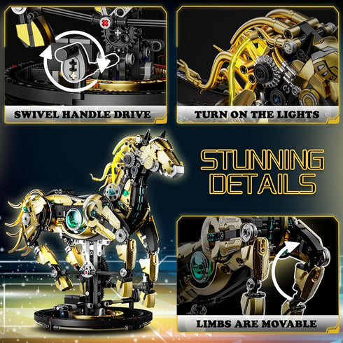 PLAYBRIX Sets, 8-14 (1055PCS) Mechanical Horse Building Compatible with Lego Animals, Animal Collection Toy, Home