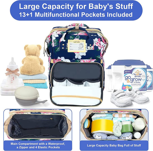 Backpack 3 1 GurZinn Diaper Bag with Changing Station, Foldable for Bady Toddler, in Large Capacity Newborn Essentials