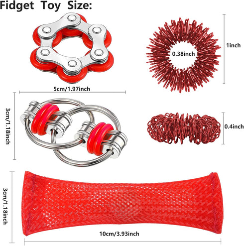 Marble Mesh Fidget Toys Set, 8 Pcs Sensory Fidget Toys for Adults, Anti-Stress Toys for Teens Boys & Girls